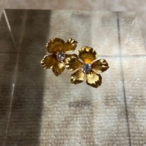 J. Crew Gold Flower Earring with Diamond